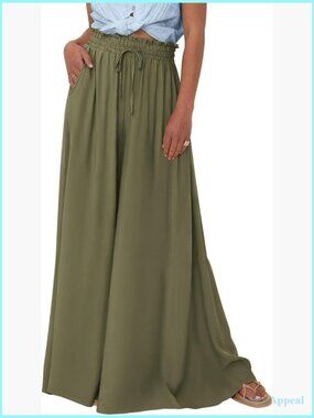 High Waisted Wide Leg Flowy Palazzo Pants for Women